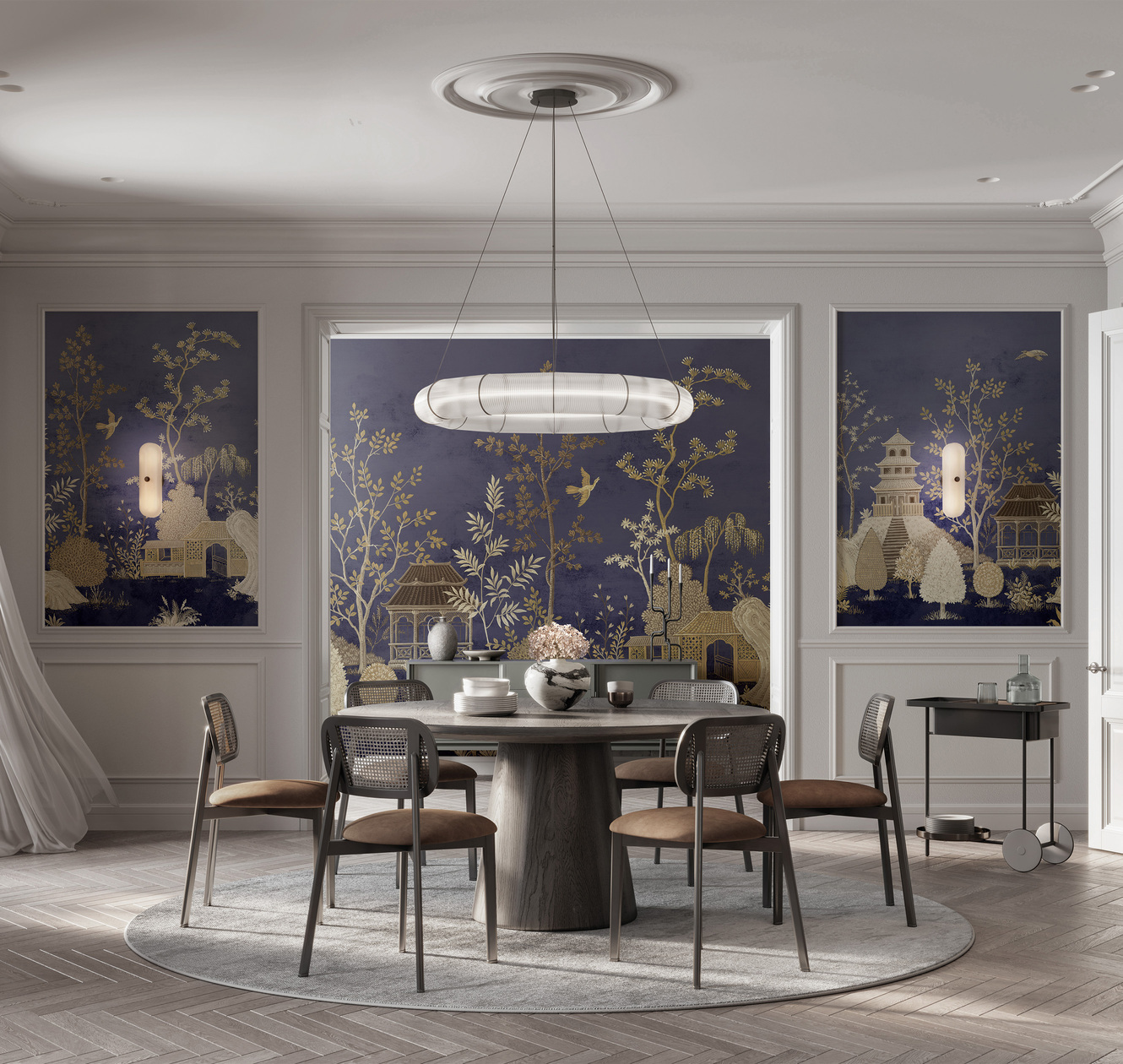 Панно Loymina Панорама Сад уединения PNR6 021 3×1 фото в интерьере